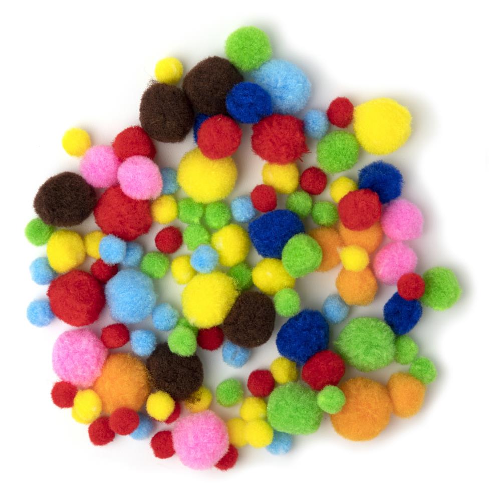 Assorted Multi Color Pom-Poms Variety Pack 100-Count POMVP-799
